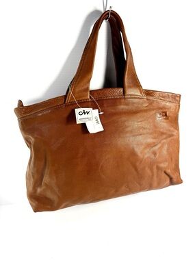 Marianelli Pebble Leather Tote in Cognac Brown